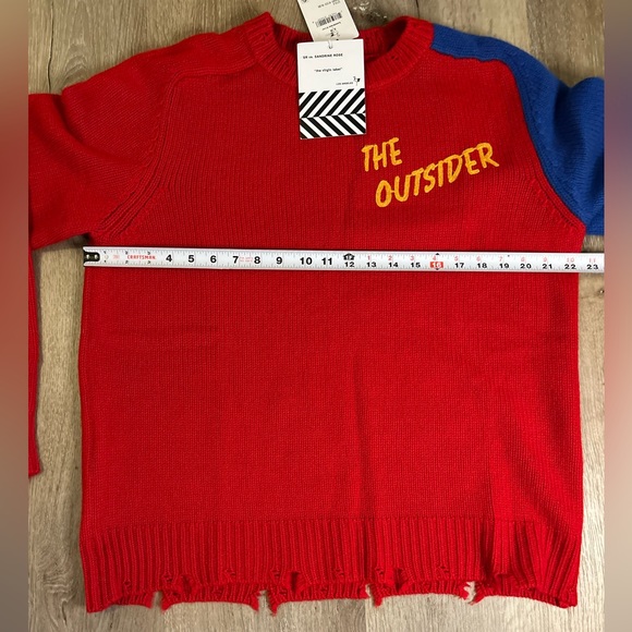 Free People x Sandrine Rose Wool / Cashmere Red & Blue Sweater NWT - Picture 3 of 10